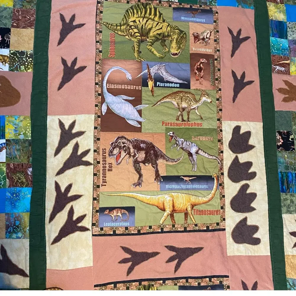 Handmade Dinosaur Quilt Twin Size Comforter 71x 87